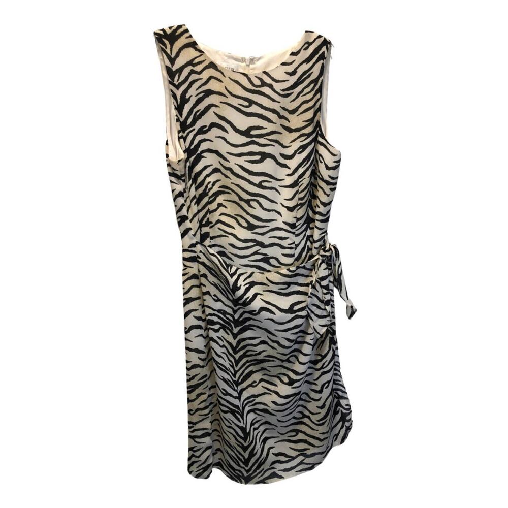 David Warren, Zebra Print Wrap Dress, Black Cream, 12